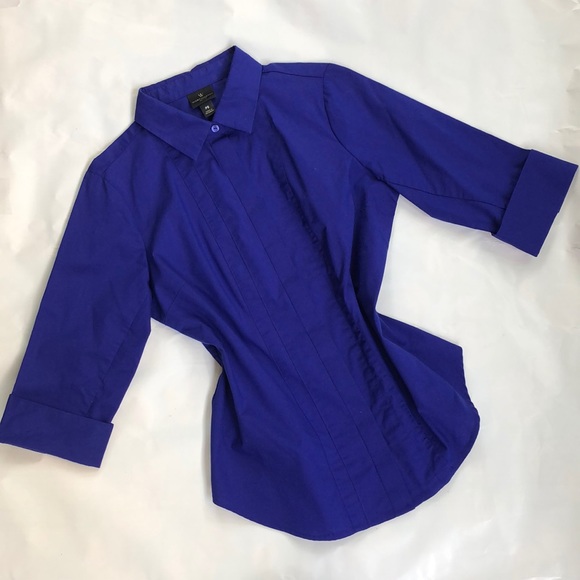 NWOT Worthington (Petite) Indigo Button Up Blouse - Picture 2 of 5